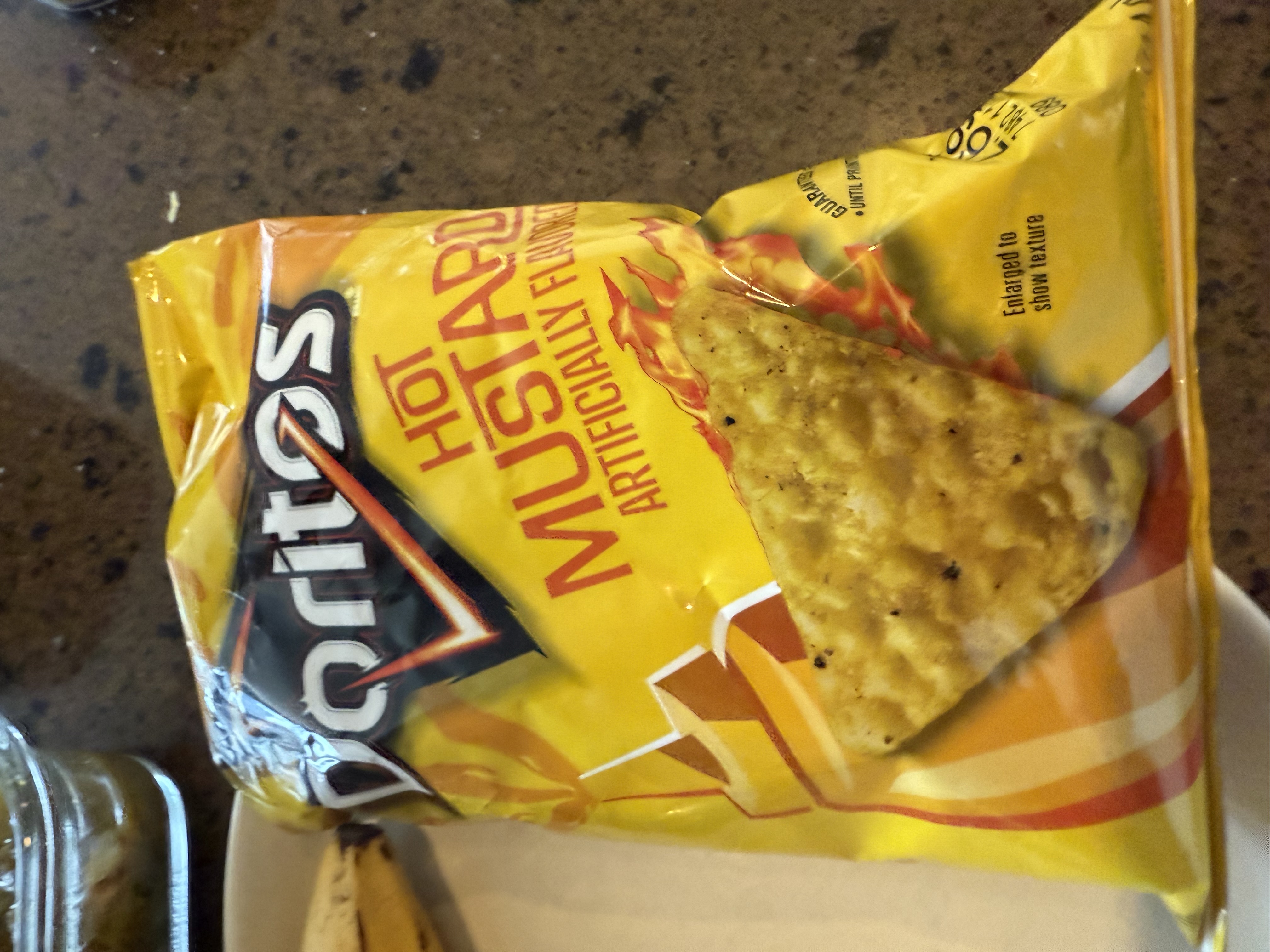 Hot Mustard Doritos, these were pretty tasty.