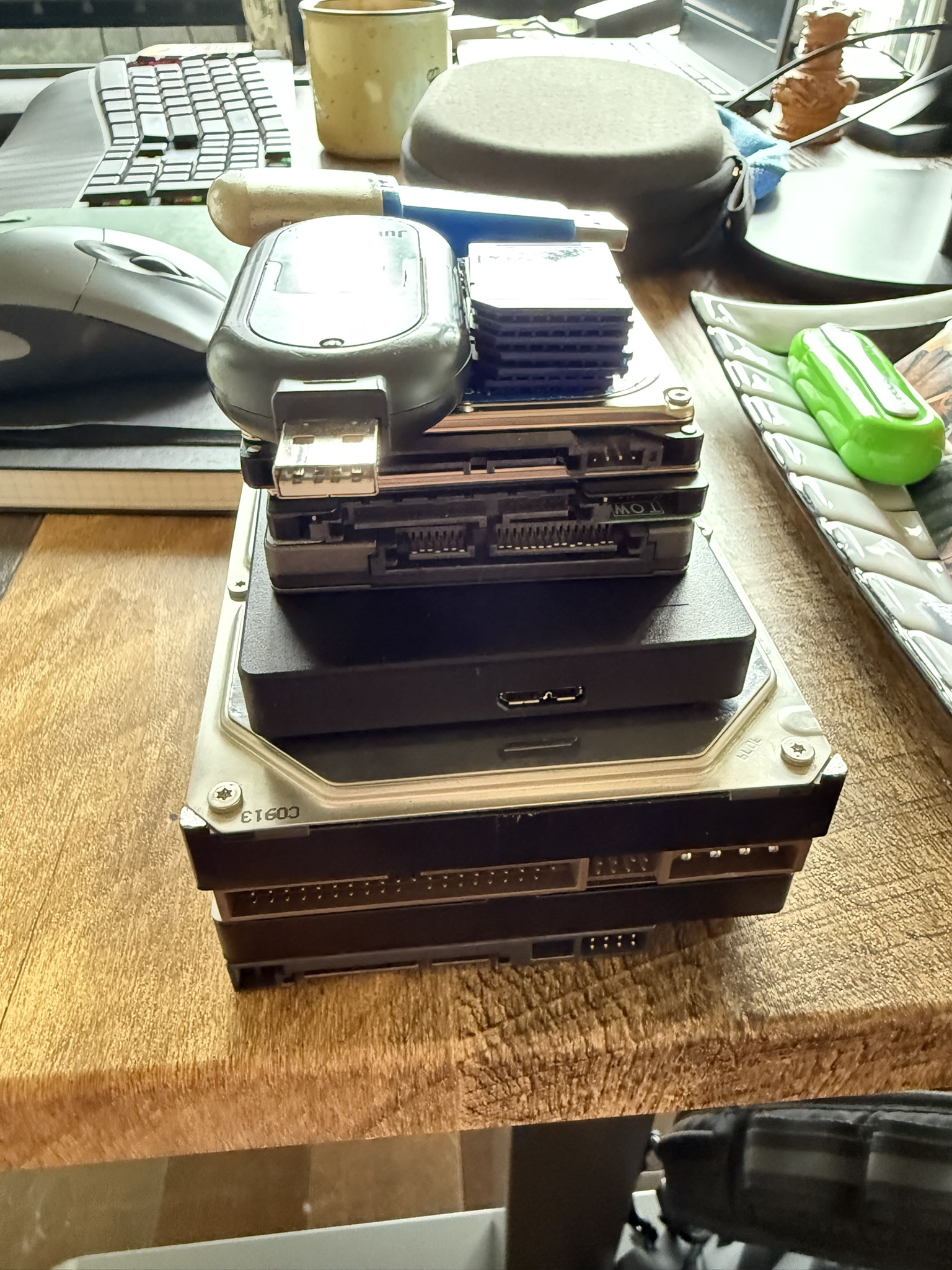 A bunch of old hard disks