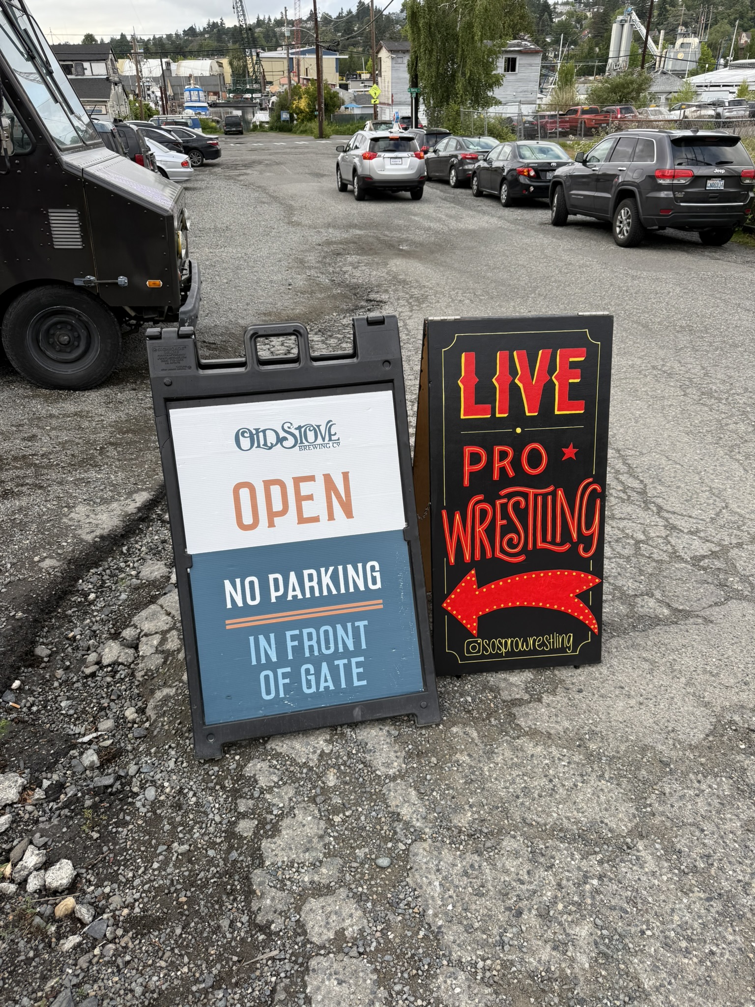 SOS Wrestling show sign